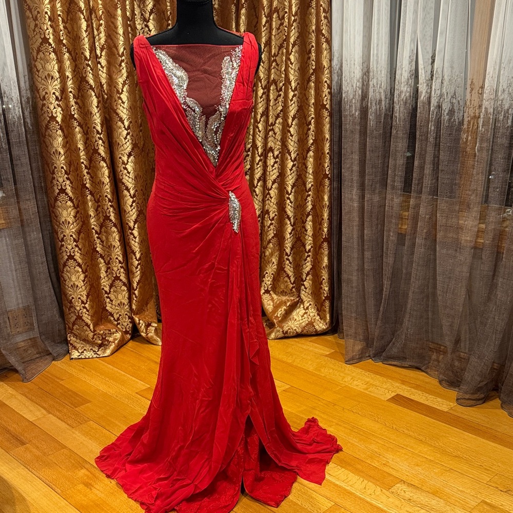 Stunning Red and Silver Prom Dress